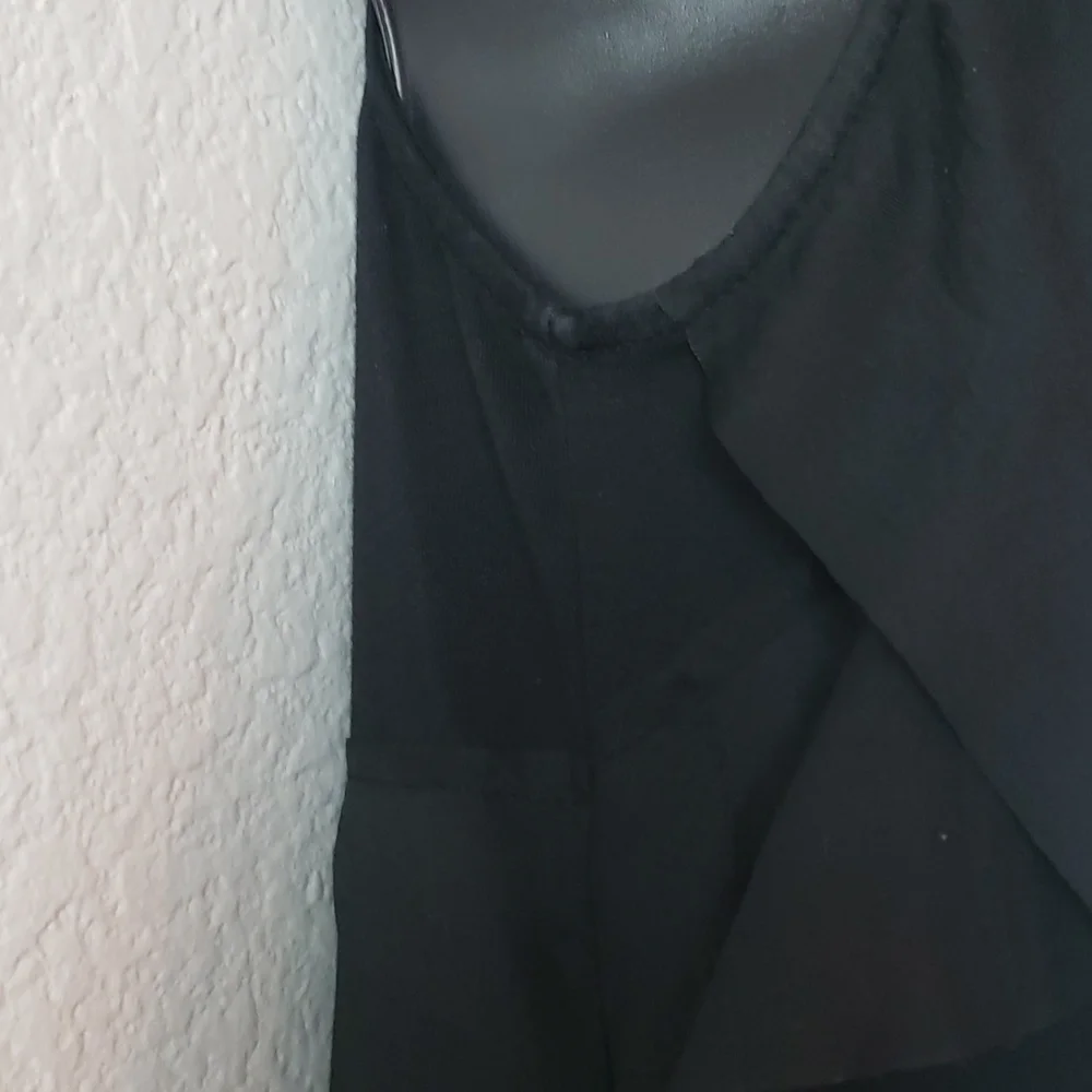 Loft | Women's Tier Ruffle V-Neck Pull-On Black Dress Sz S - Picture 5 of 9